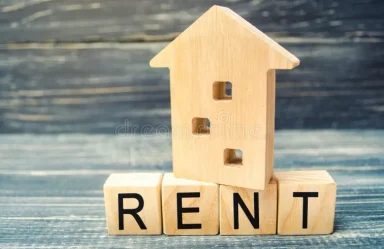 wooden house blue background inscription rent rental property apartments services realtor affordable hou housing 124267048 wooden house blue background inscription rent rental property apartments services realtor affordable hou housing 124267048